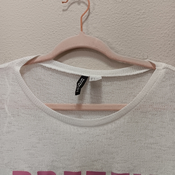 H&M Divided Crop Top Medium Loose Knit   Pretty Please White - Picture 7 of 11